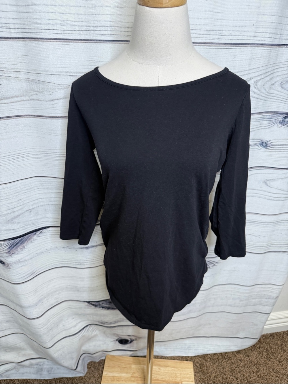 Motherhood Black Boatneck 3/4 Sleeve Knit Top